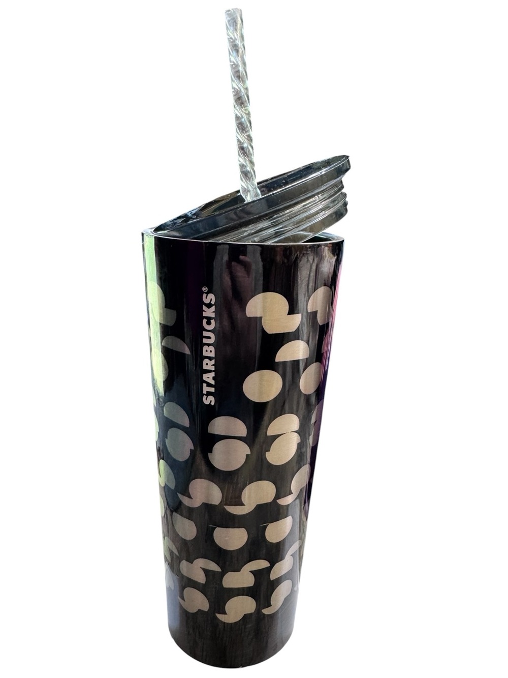 Starbucks 24-ounce Cold Cup Tumbler in black/silver "broken circle" pattern
